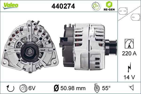 Generator / Alternator VALEO RE-GEN REMANUFACTURED 440274