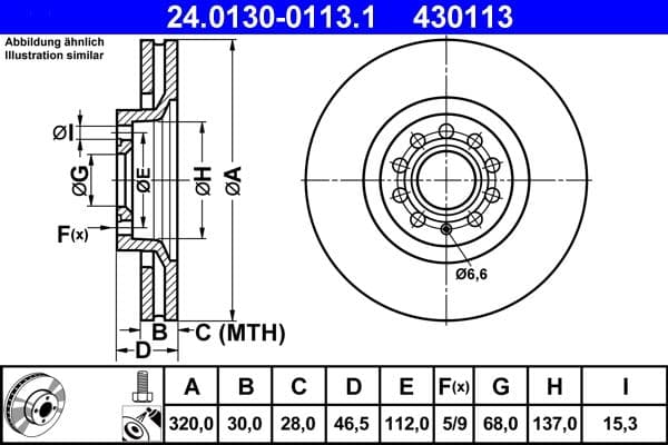 Disc frana ATE 24.0130-0113.1