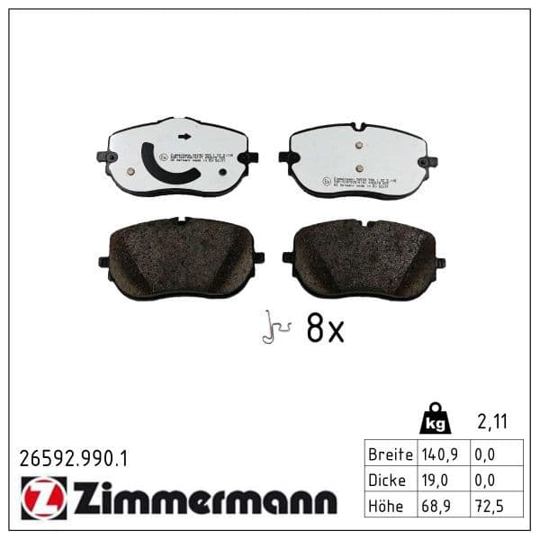 set placute frana,frana disc ZIMMERMANN rd:z 26592.990.1