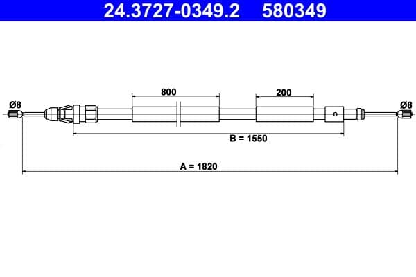 Cablu, frana de parcare ATE 24.3727-0349.2
