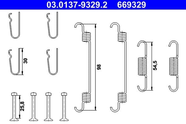 set accesorii, saboti frana parcare ATE 03.0137-9329.2
