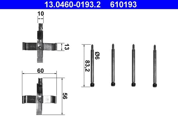 Set accesorii, placute frana ATE 13.0460-0193.2