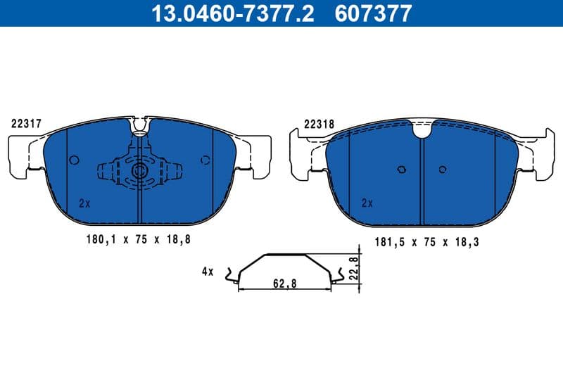 set placute frana,frana disc ATE 13.0460-7377.2