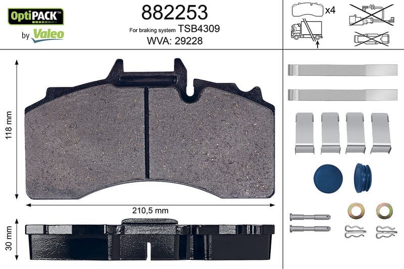 set placute frana,frana disc VALEO OPTIPACK 882253
