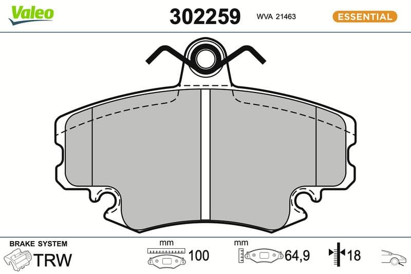 set placute frana,frana disc VALEO ESSENTIAL 302259
