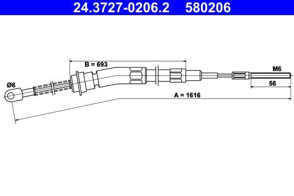 Cablu, frana de parcare ATE 24.3727-0206.2