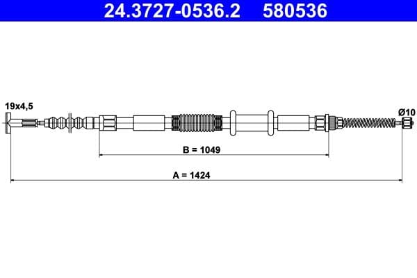 Cablu, frana de parcare ATE 24.3727-0536.2