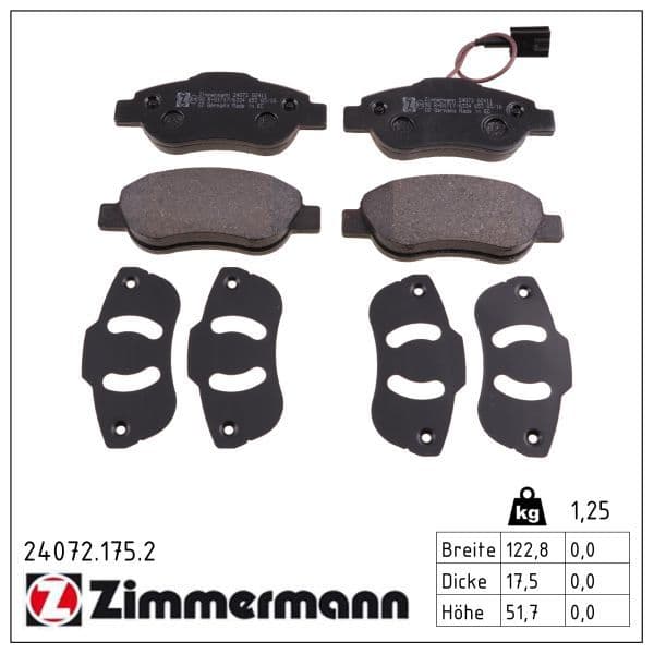 set placute frana,frana disc ZIMMERMANN 24072.175.2