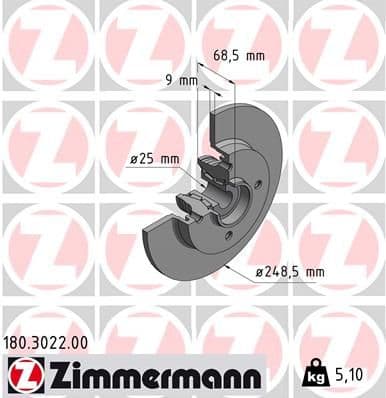 Disc frana ZIMMERMANN 180.3022.00