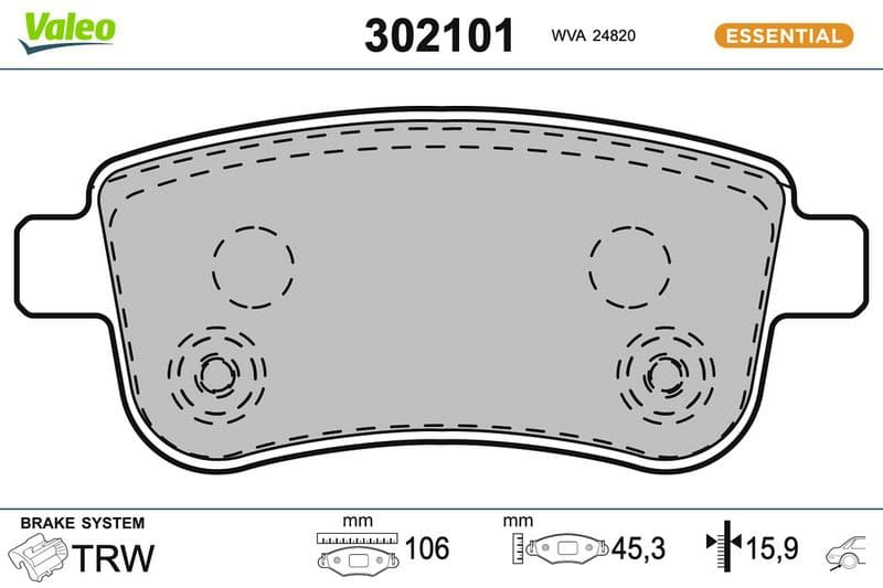 set placute frana,frana disc VALEO ESSENTIAL 302101