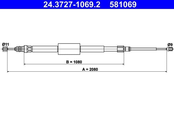 Cablu, frana de parcare ATE 24.3727-1069.2