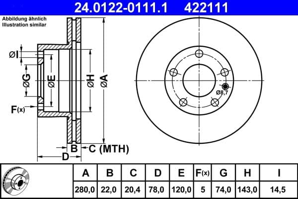 Disc frana ATE 24.0122-0111.1