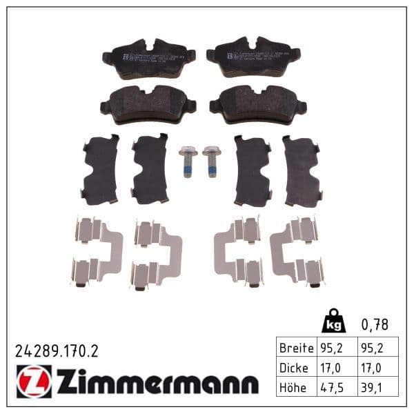 set placute frana,frana disc ZIMMERMANN 24289.170.2