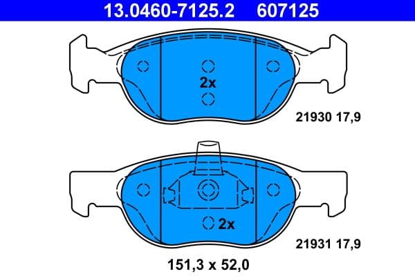 set placute frana,frana disc ATE 13.0460-7125.2
