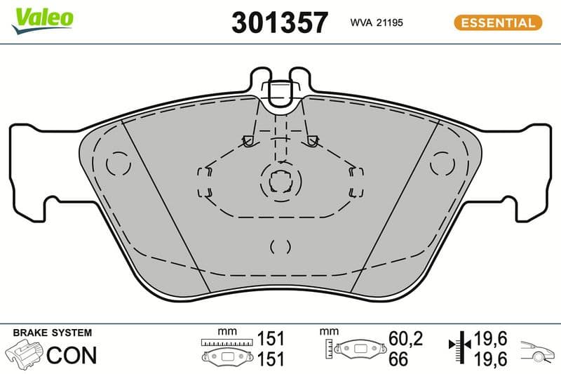 set placute frana,frana disc VALEO ESSENTIAL 301357