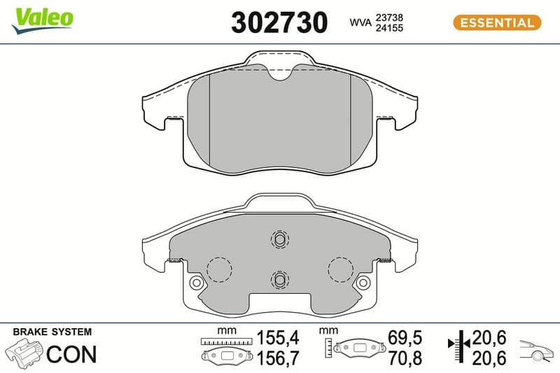 set placute frana,frana disc VALEO 302730
