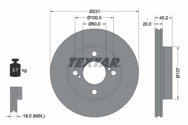 Disc frana TEXTAR PRO 92309403