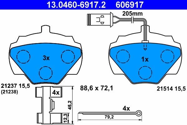 set placute frana,frana disc ATE 13.0460-6917.2