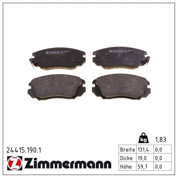 set placute frana,frana disc ZIMMERMANN 24415.190.1