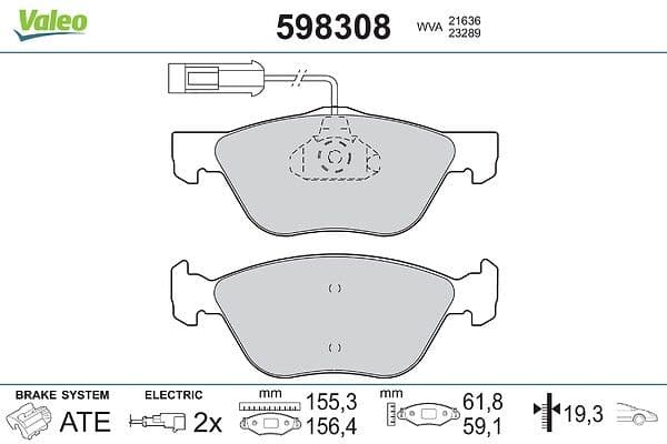 set placute frana,frana disc VALEO 598308