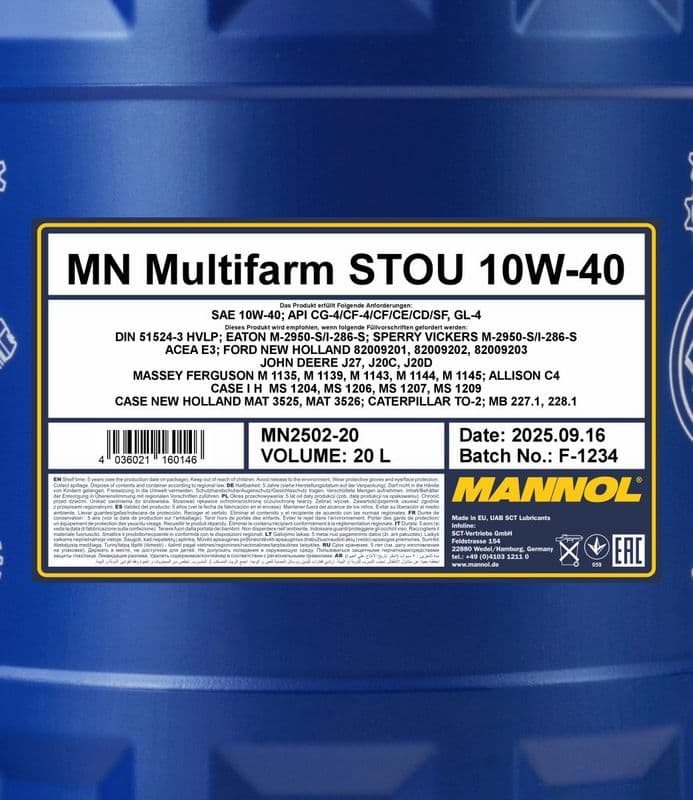 MANNOL MULTIFARM STOU 10W-40- 20L