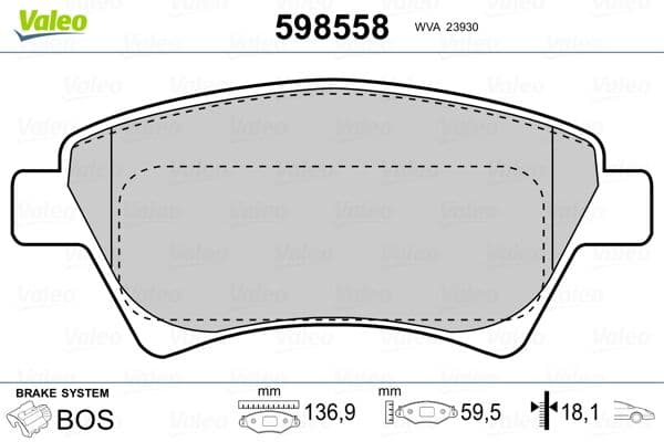 set placute frana,frana disc VALEO 598558