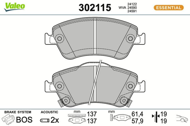 set placute frana,frana disc VALEO ESSENTIAL 302115