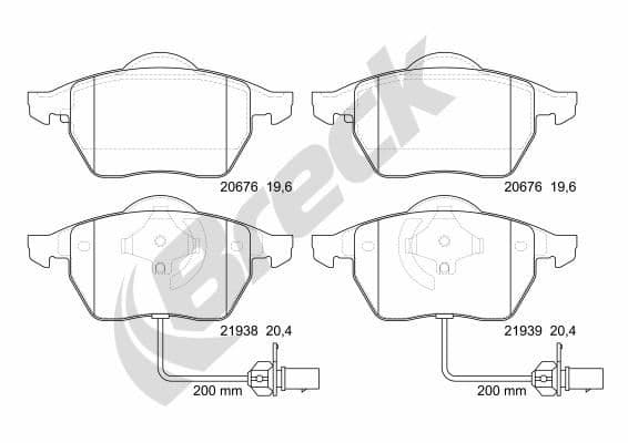 set placute frana,frana disc BRECK 21938 00 701 10
