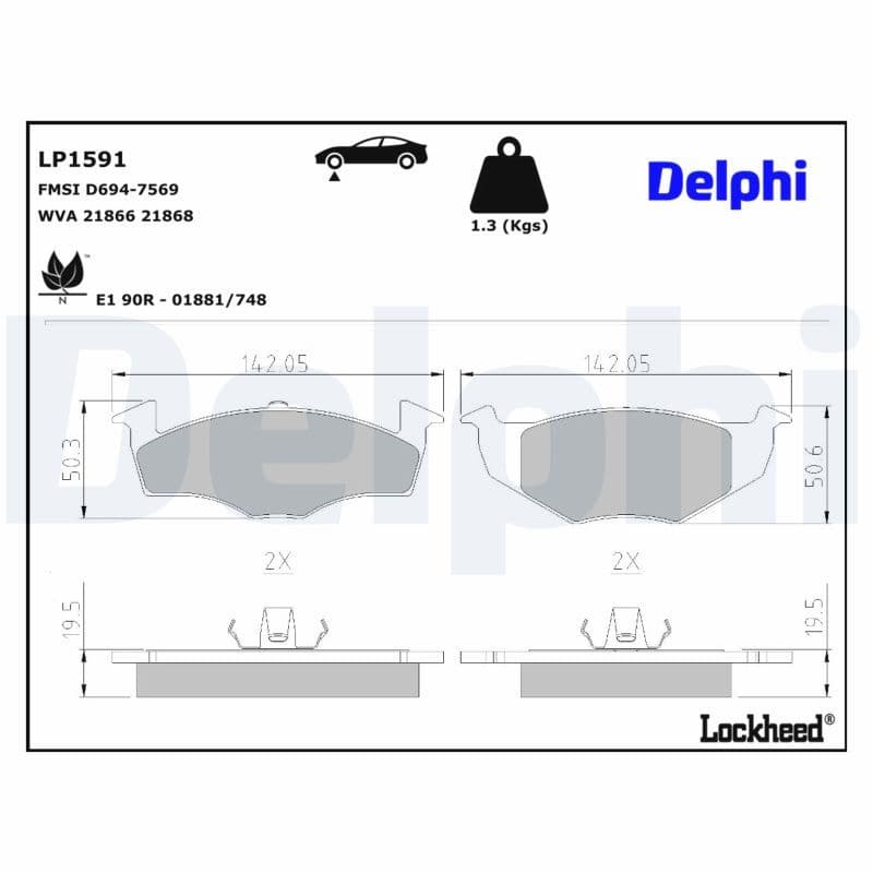 set placute frana,frana disc DELPHI LP1591