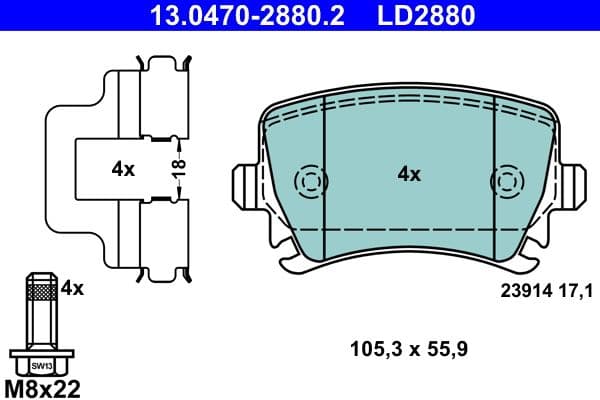 set placute frana,frana disc ATE Ceramic 13.0470-2880.2