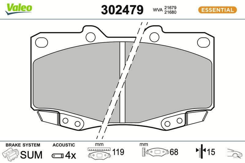 set placute frana,frana disc VALEO ESSENTIAL 302479