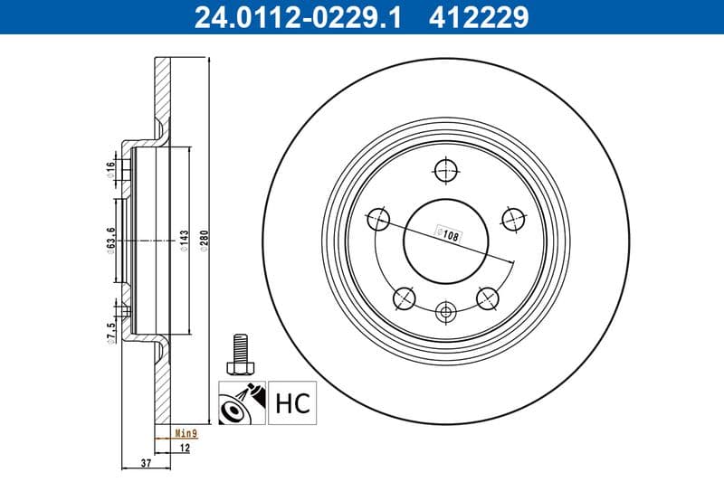 Disc frana ATE 24.0112-0229.1