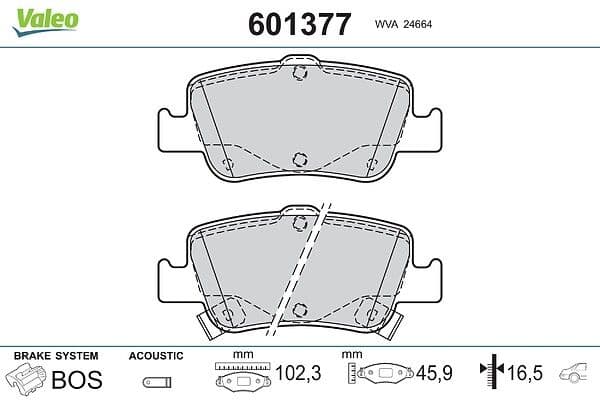 set placute frana,frana disc VALEO 601377