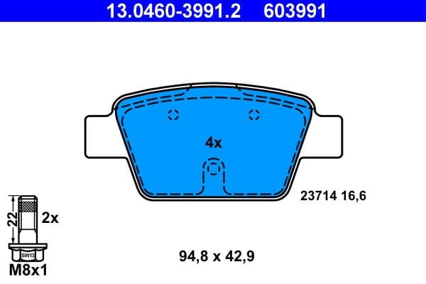 set placute frana,frana disc ATE 13.0460-3991.2