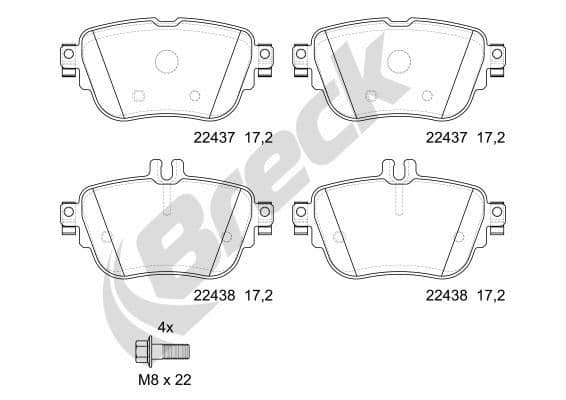 set placute frana,frana disc BRECK 22437 00 702 00