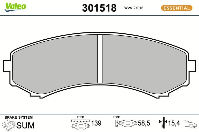 set placute frana,frana disc VALEO ESSENTIAL 301518