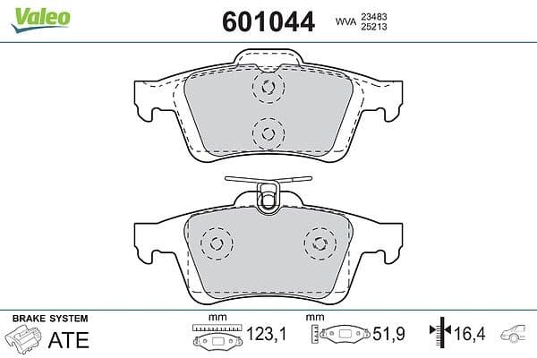 set placute frana,frana disc VALEO 601044
