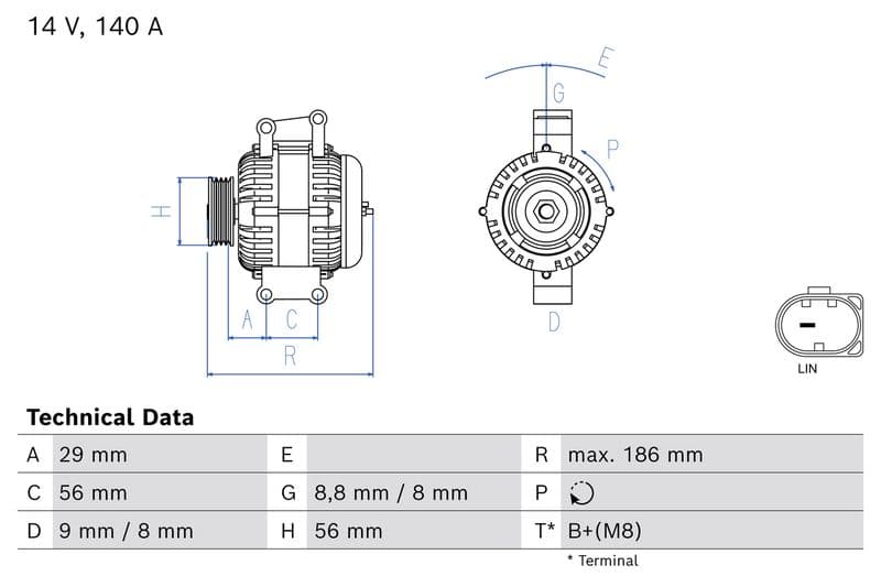 Generator / Alternator BOSCH 0 986 086 080