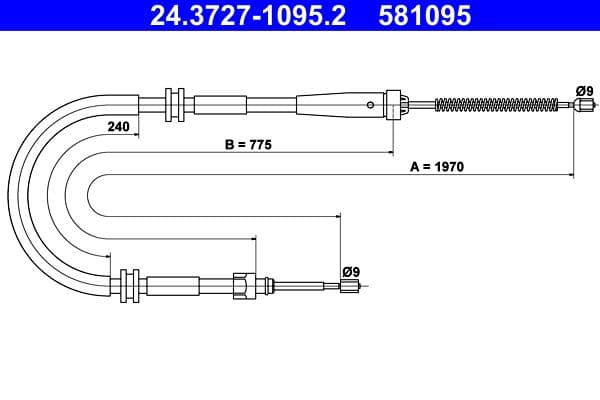 Cablu, frana de parcare ATE 24.3727-1095.2