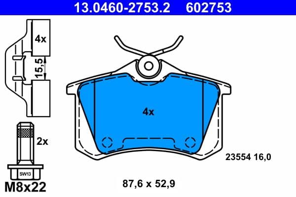 set placute frana,frana disc ATE 13.0460-2753.2