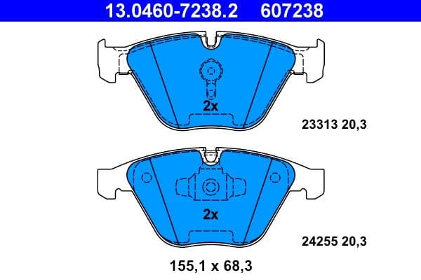 set placute frana,frana disc ATE 13.0460-7238.2