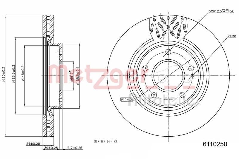 Disc frana METZGER AUTOTEILE 6110250