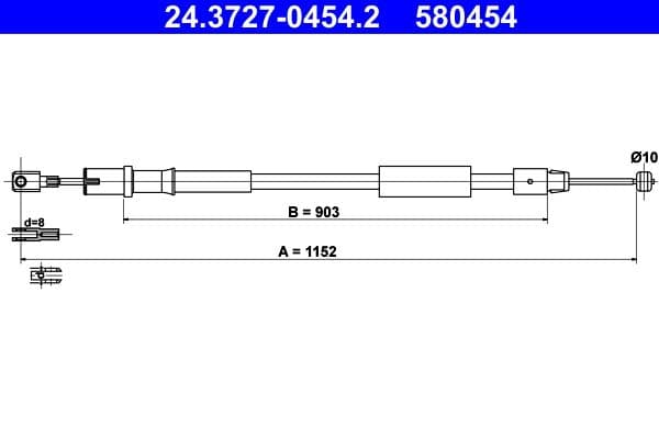Cablu, frana de parcare ATE 24.3727-0454.2