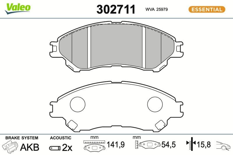set placute frana,frana disc VALEO ESSENTIAL 302711