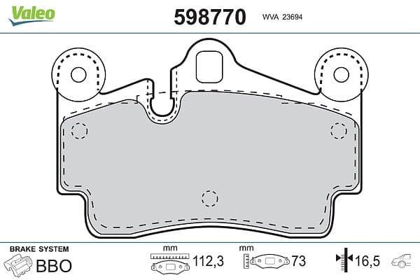 set placute frana,frana disc VALEO 598770