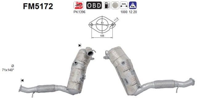 Filtru funingine/particule, sist.de esapament AS-PL FM5172