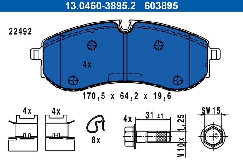 set placute frana,frana disc ATE 13.0460-3895.2