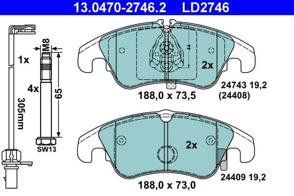 set placute frana,frana disc ATE Ceramic 13.0470-2746.2