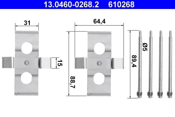 Set accesorii, placute frana ATE 13.0460-0268.2