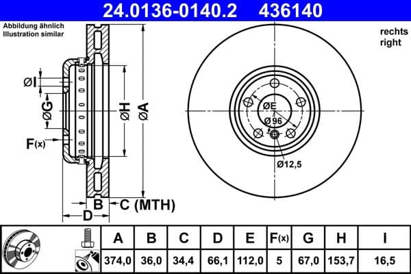 Disc frana ATE 24.0136-0140.2